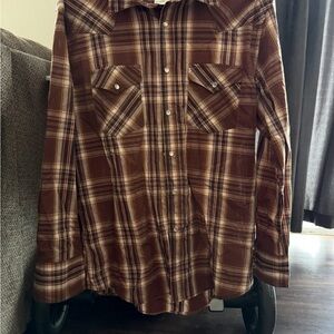 Men's Brown Plaid Shirt